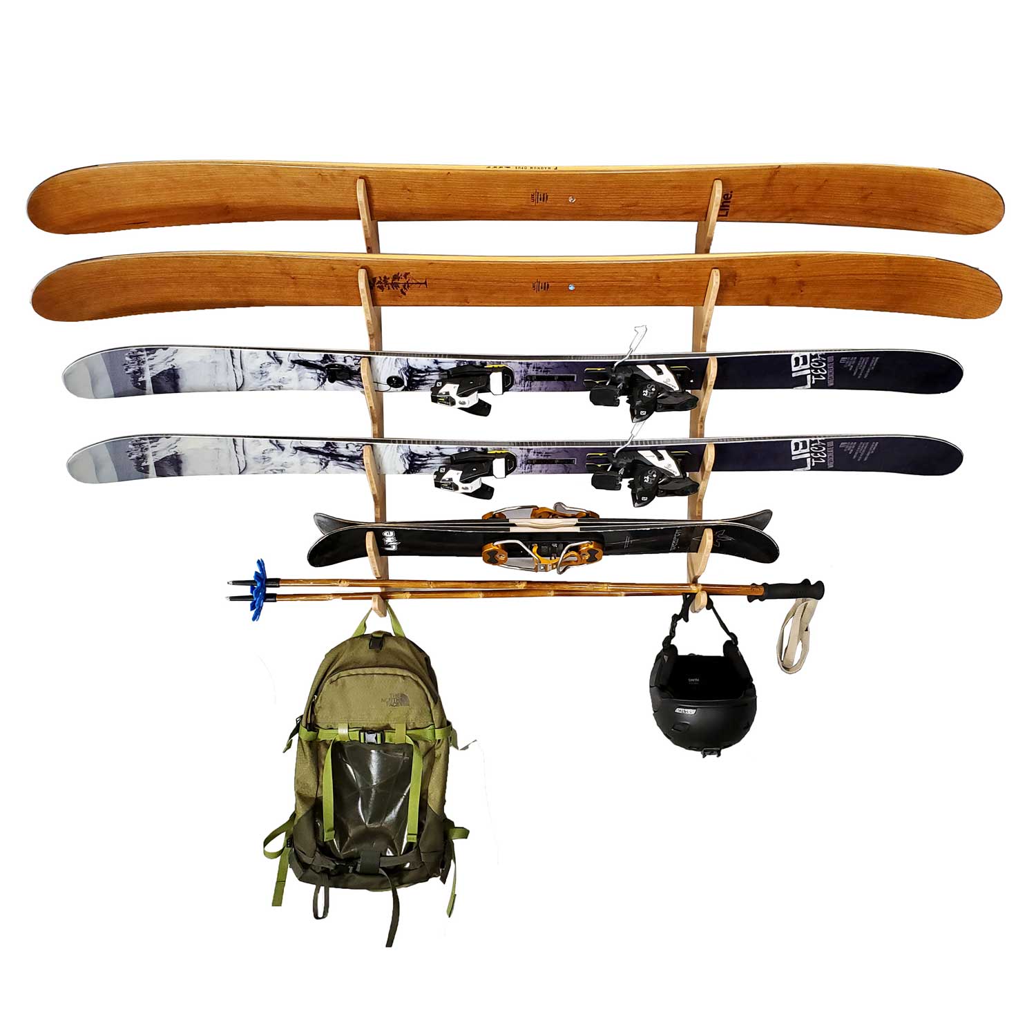 Bamboo Ski Wall Mounts Display - Grassracks Hallsteiner Pro