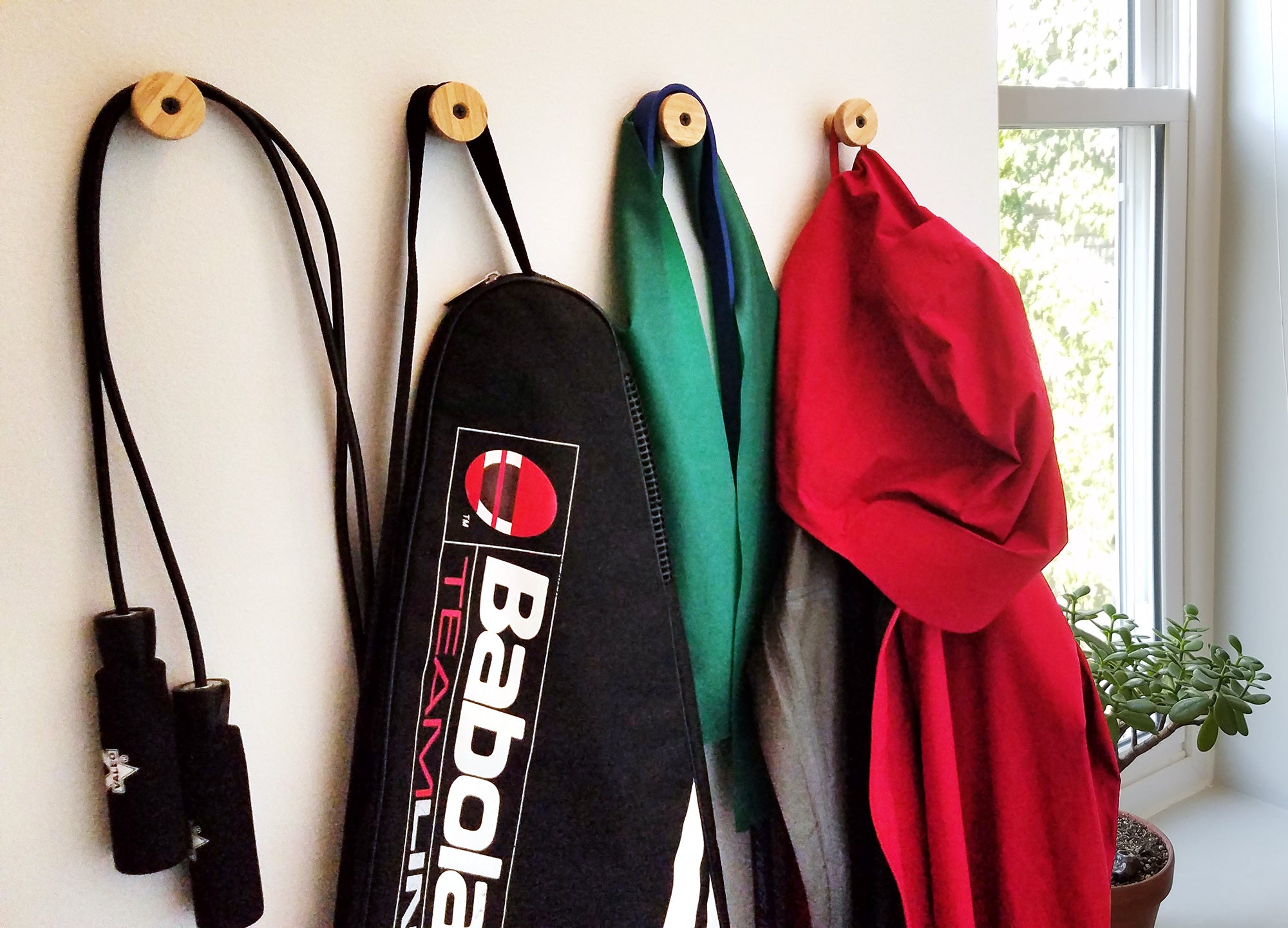 Foyer Coat Rack Bag Rack - Bamboo Workout Equipment Storage - Grassracks Nubbins