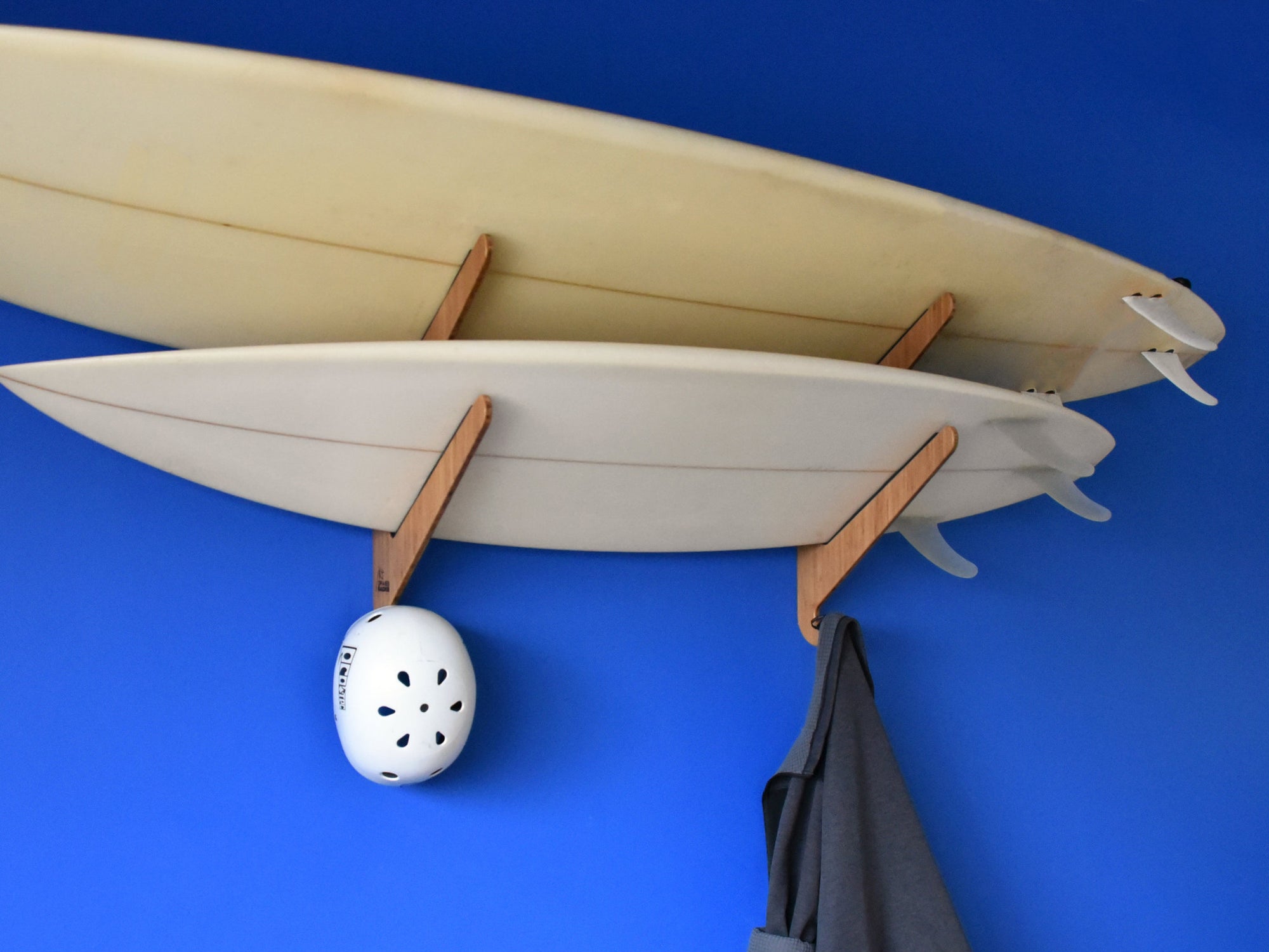 2 Surfboard Wall Mount - Bamboo - Kaua'i Duo