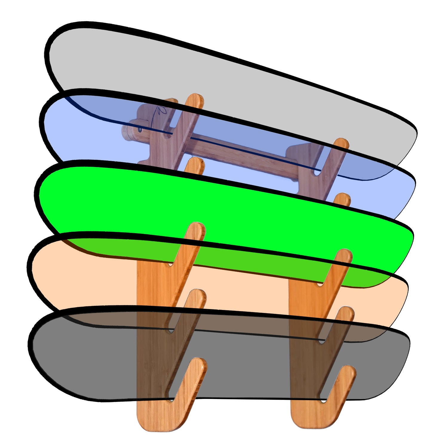 Skate Deck Rack | Horizontal Wall-Mounted Indoor Skateboard Rack - The Lana`i Series
