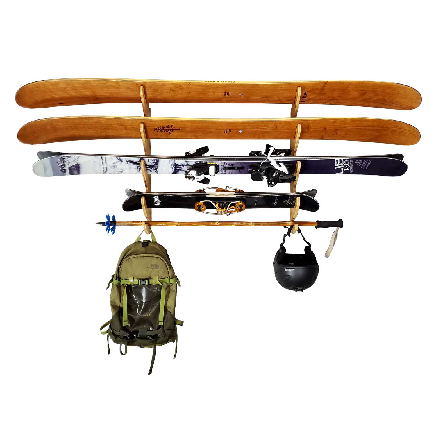 Bamboo Ski Wall Mounts Display - Grassracks Hallsteiner Quad