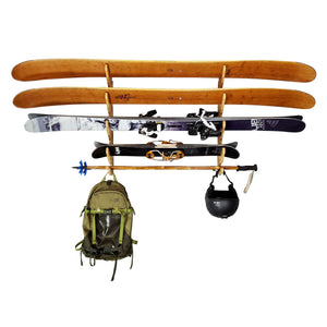 Bamboo Ski Wall Mounts Display - Grassracks Hallsteiner Quad