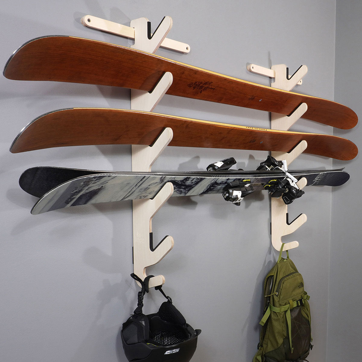 Ski Rack | Bamboo & Birch | Premium Horizontal Ski Storage Mounts ...