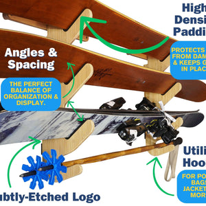 Horizontal Ski Wall Rack Infographic - Grassracks Hallsteiner