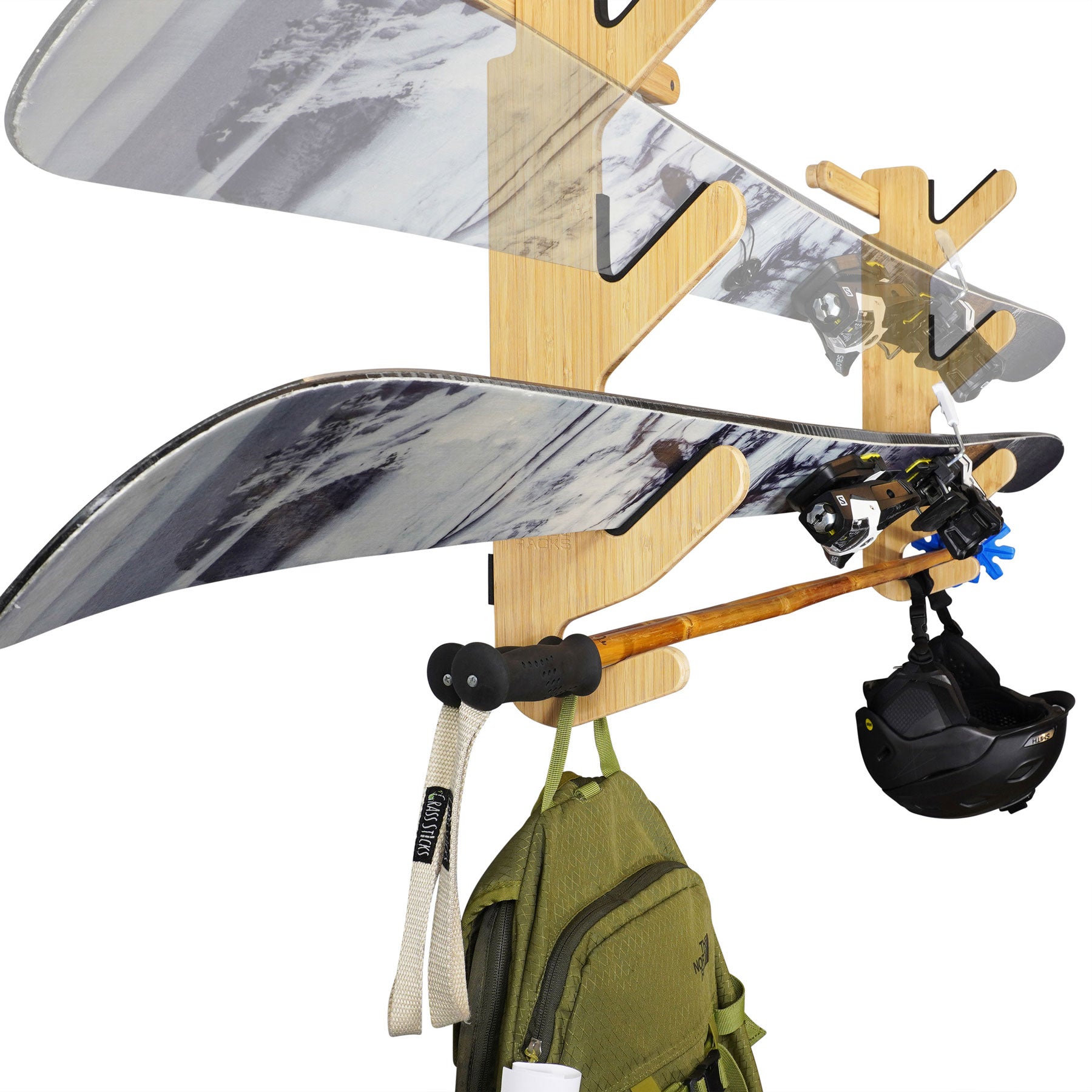 Indoor Horizontal Ski Wall Rack - Grassracks Hallsteiner