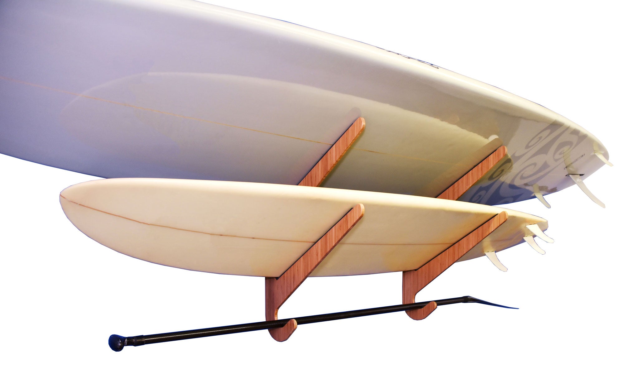 Premium Bamboo Paddleboard Rack | Wakeboard Rack | Indoor Wall-Mount ...