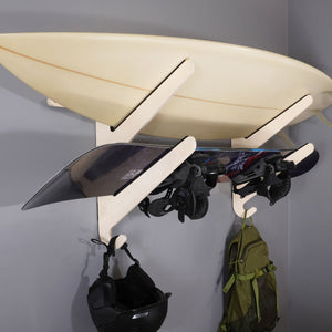 Surf Rack Wall Wood - Grassracks Kaua'i Duo