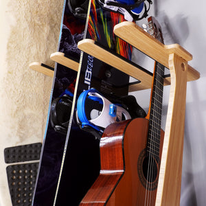 Indoor Freestanding Surf Rack Wood - Bamboo Snowboard Rack - Premium Guitar Stand