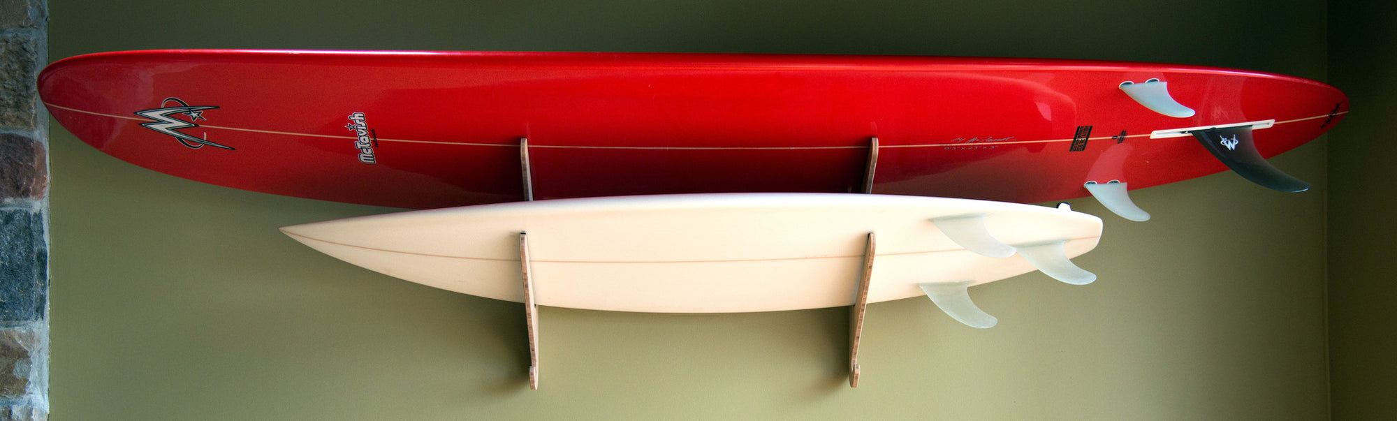 Kaua'i Series Surfboard Rack | Bamboo & Birch Horizontal Surf Wall ...