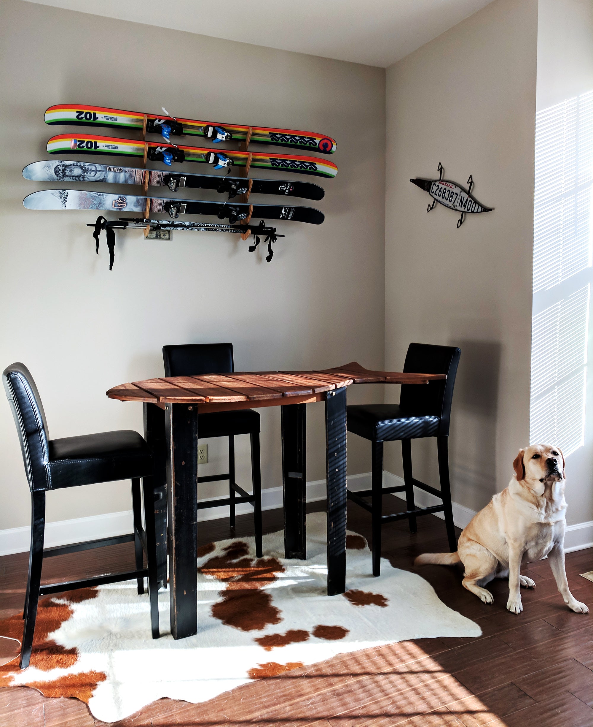 Indoor Ski Rack for Wall - Ski Art Home Decor