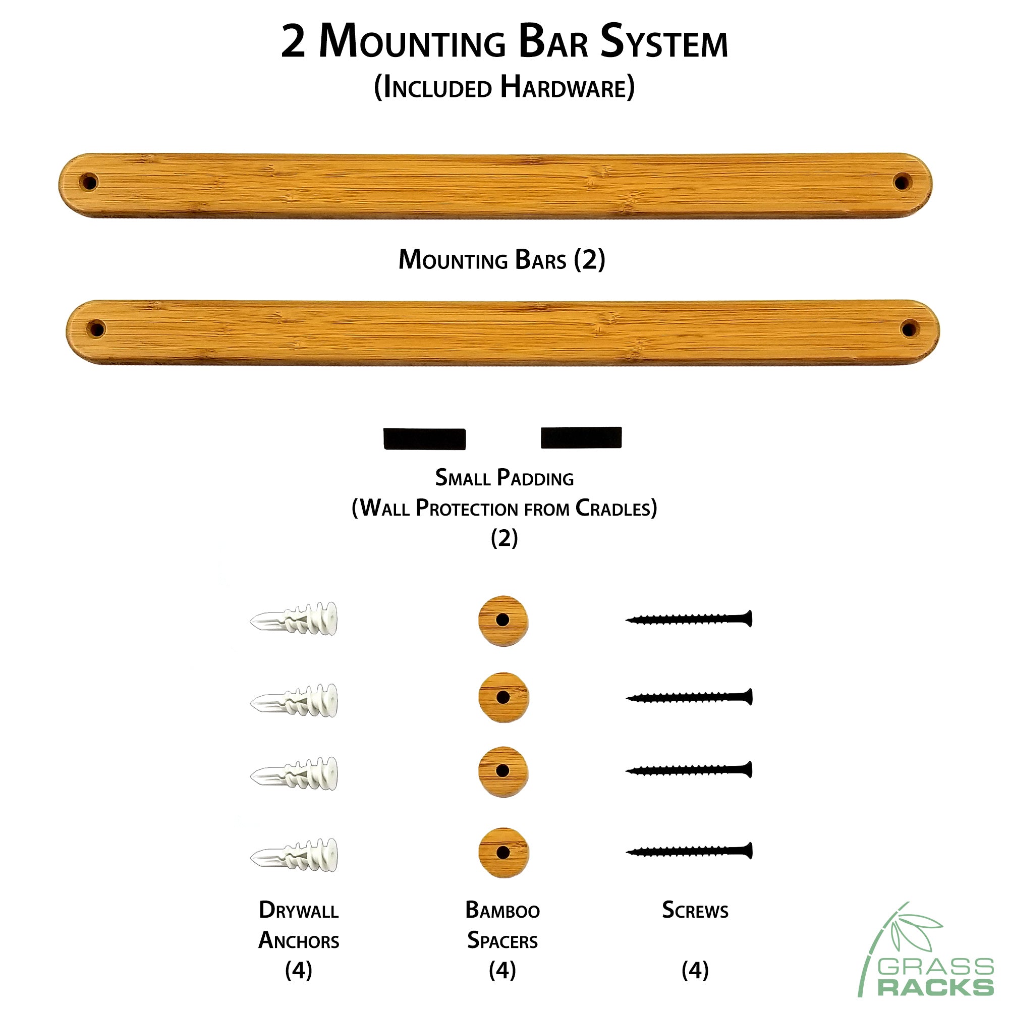 Surfboard Wall Rack Installation Hardware & Mounting System - The Kaua'i Series
