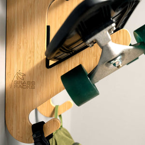 Skateboard Rack with Cruiser and Utility Hooks