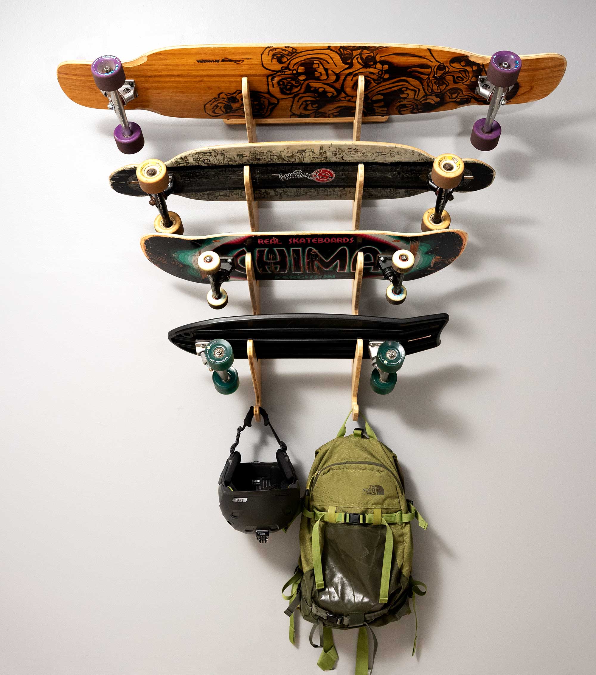 4 Skateboard Rack - Wall Rack for Longboards