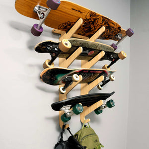 4 Longboard Wall Rack - Skateboard Mount