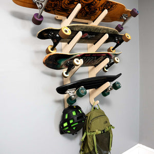 4 Board Skateboard Rack - Wall-Mounted Rack for Longboards