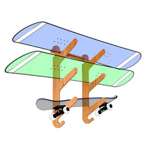 Bamboo Snowboard Rack - Snow & Skateboard Rack for Wall