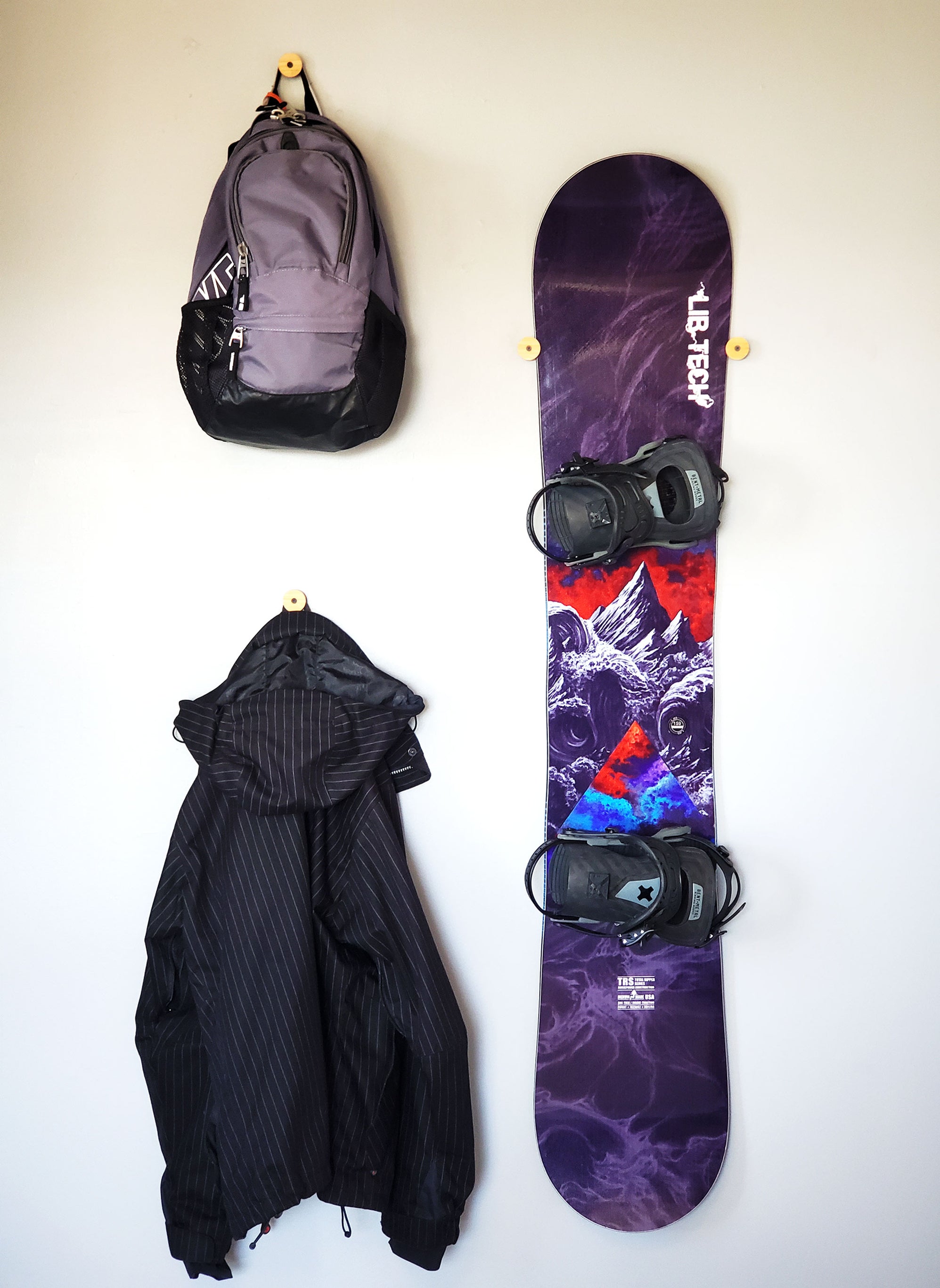 Bamboo Snowboard Rack | Flush Wall-Mount Indoor and Garage Storage ...