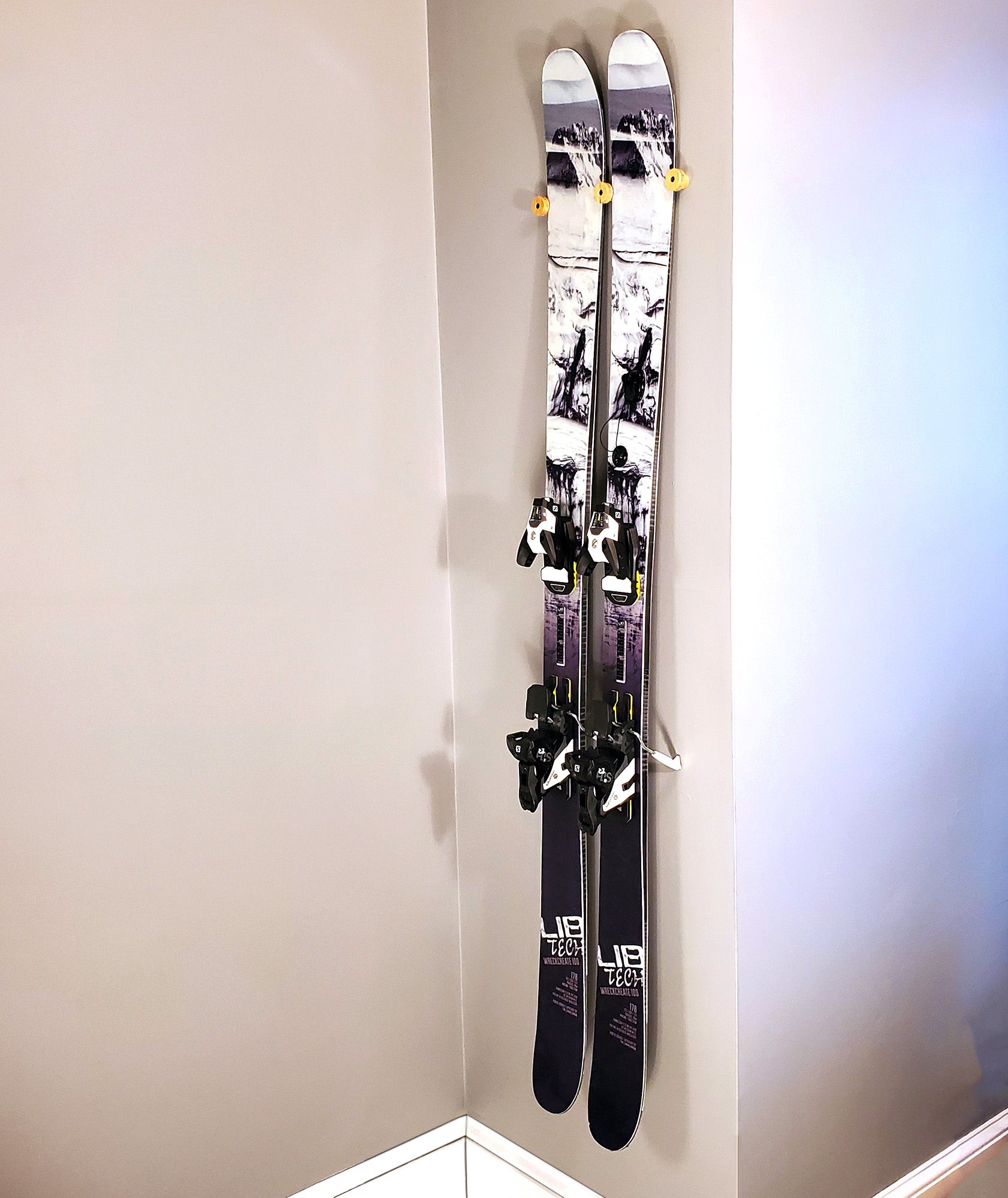 Low Profile Ski Storage - Indoor Ski Wall Mount