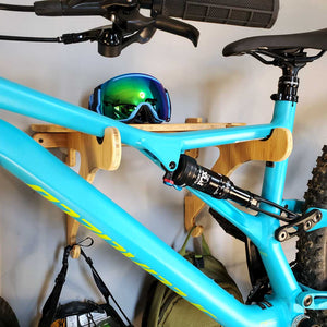 Mountain Bike Hanger with Shelf - Bamboo Bike Shelf