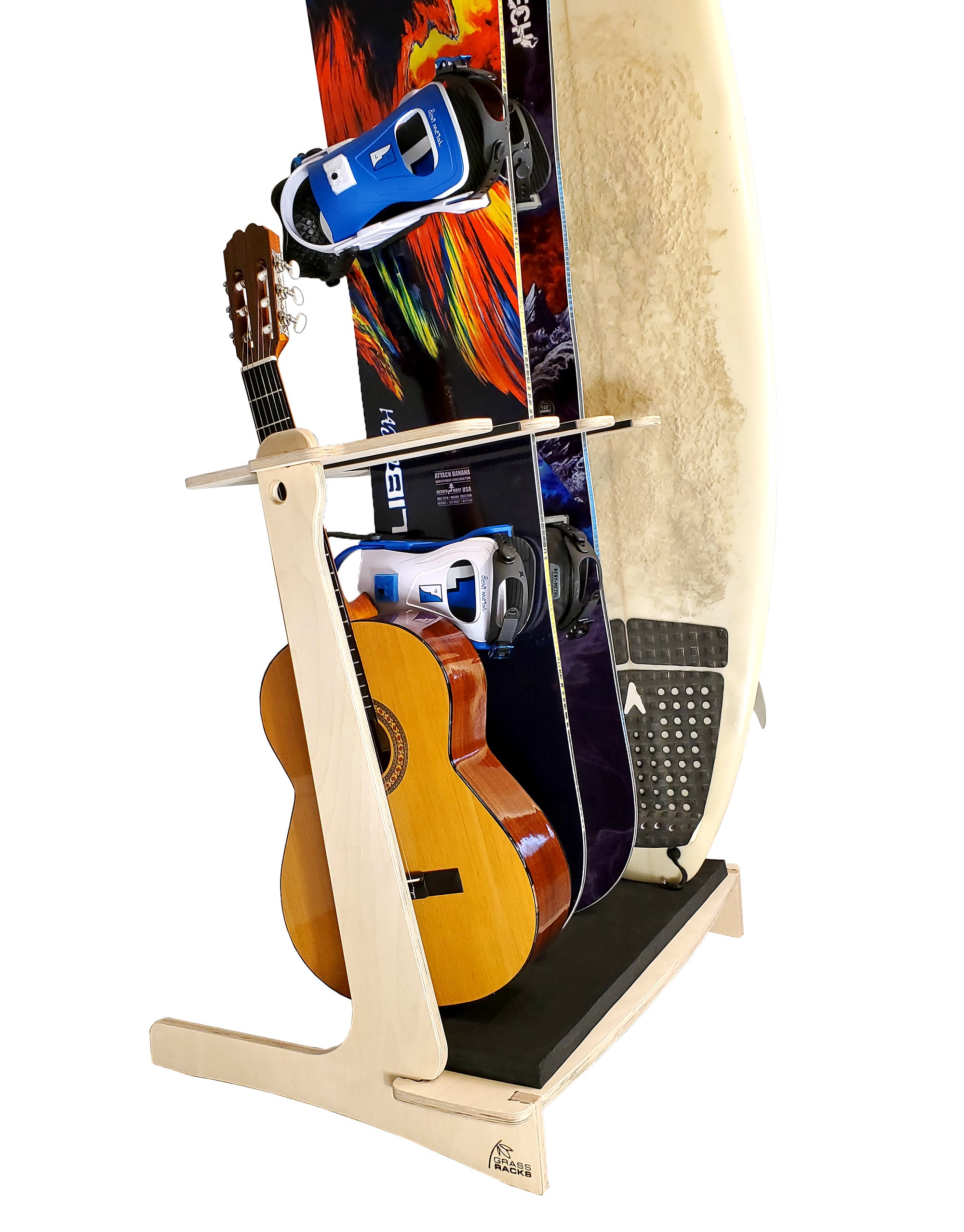 Surfboard Rack, Snowboard Rack, Guitar Stand, Indoor Vertical Frees -  Grassracks - Bamboo Surfboard Racks, SUP Racks, Ski Racks